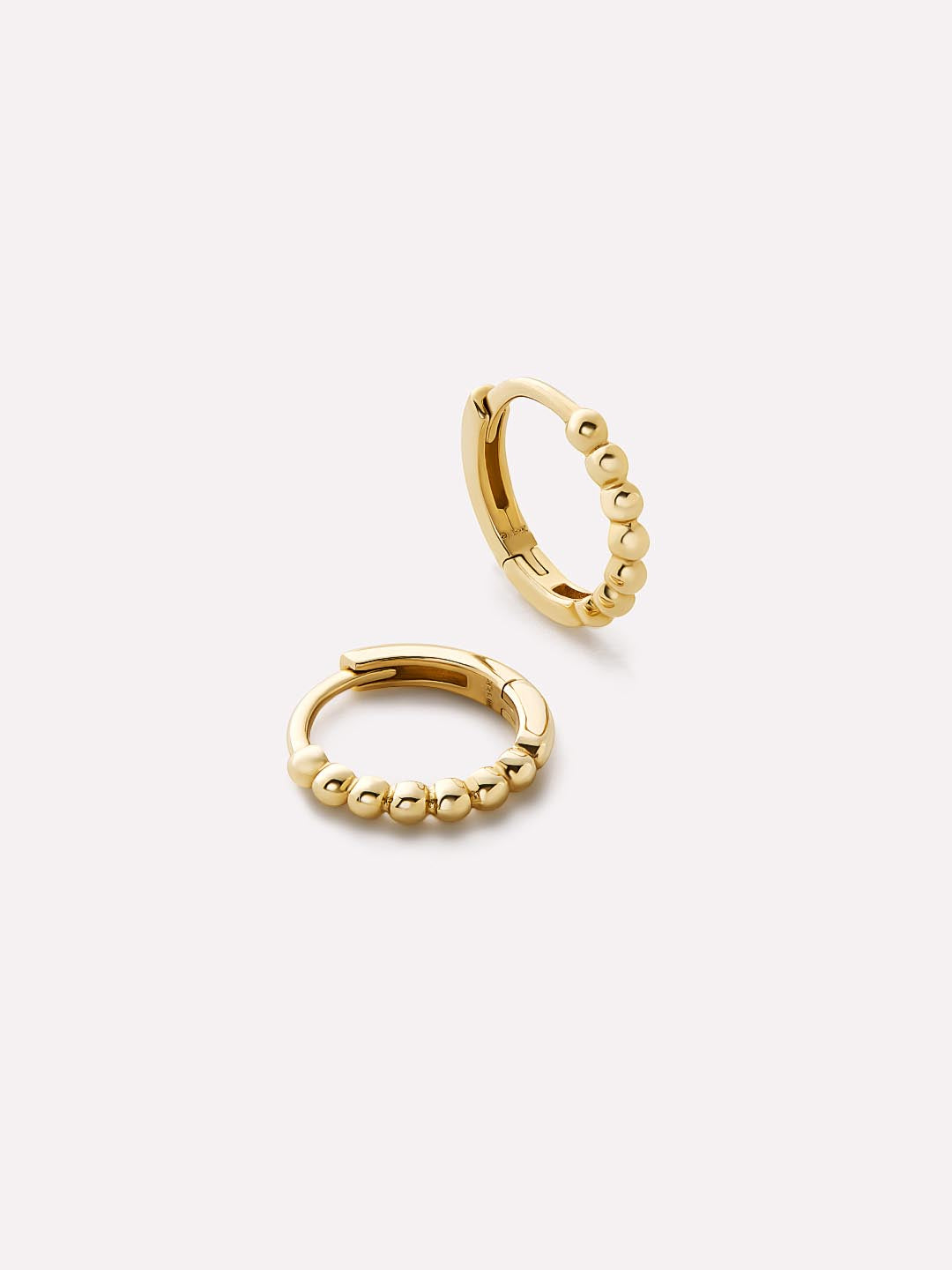 Small Gold Hoop Earrings - Gold Bead Huggie Hoops