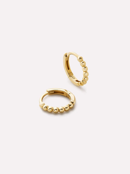 Small Gold Hoop Earrings - Gold Bead Huggie Hoops