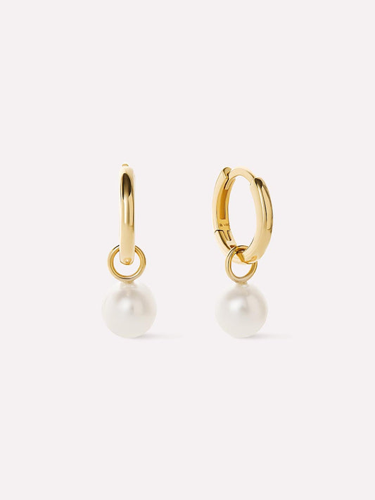 Small Gold Hoop Earrings - Gold Pearl Hoops