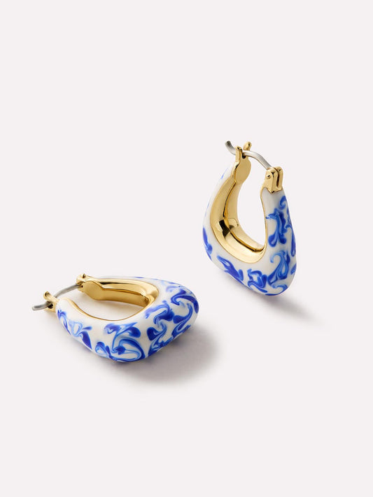 Statement Earrings - Dakota Marble Blue