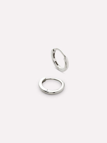 White Gold Hoop Earrings - White Gold Huggie Hoop Earrings