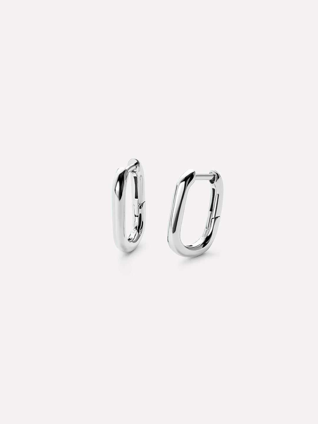 Sterling Silver Elongated Mini Hoops - Rox Mini Silver