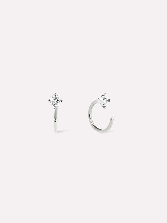 CZ Hoop Earrings - Cassie Silver