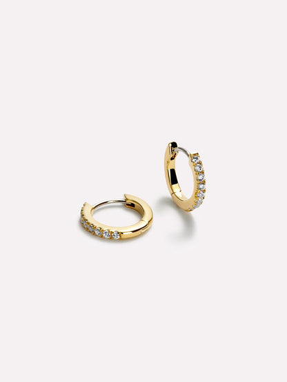 Gold Huggie Hoop Earrings - Pave Huggie Hoops