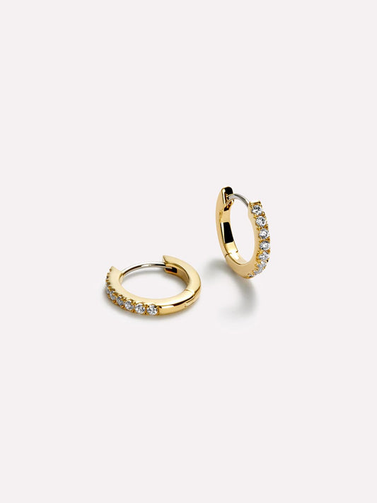 Gold Huggie Hoop Earrings - Pave Huggie Hoops