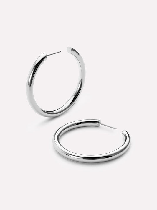 Silver Hoop Earrings - Tia Medium Silver