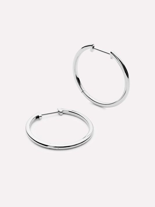 Medium Slim Endless Hoops - Lo Medium Silver