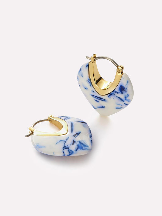 Statement Earrings - Spencer Marble Blue