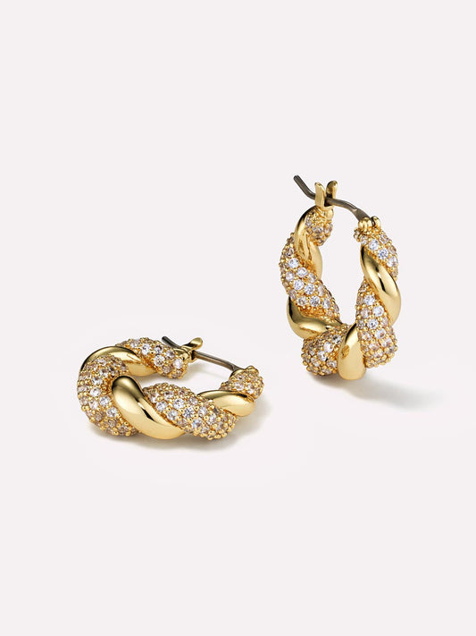 Twisted Hoop Earrings - Paris Pave