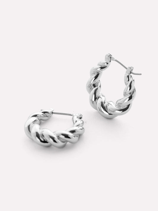 Twisted Hoop Earrings - Paris Silver