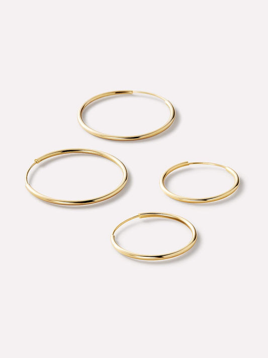 Small Gold Hoop Earrings - Gold Slim Hoops Set