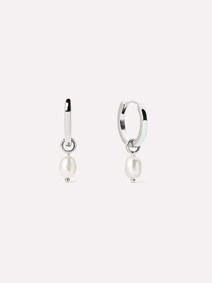 Pearl Huggie Hoops - Frida Silver