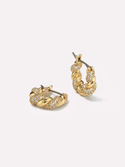 Twisted Hoop Earrings - Paris Small Pave