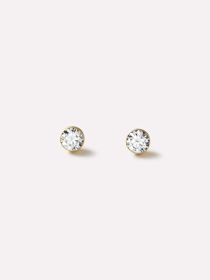 Gold Stud Earrings - Invisible Set Studs Medium