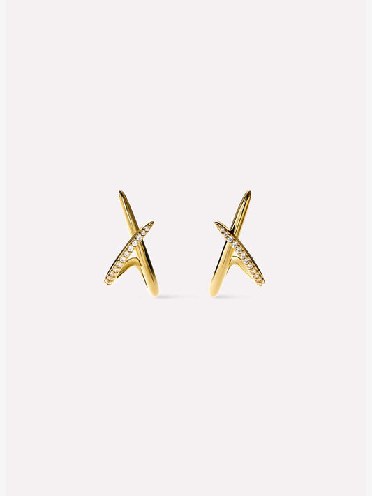 Gold Stud Earrings - Sloane Pave