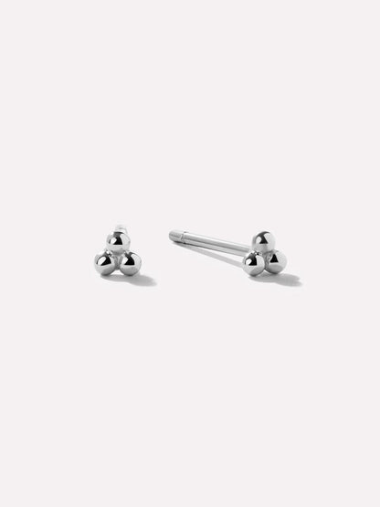 Beaded Stud Earrings - Tiva Silver