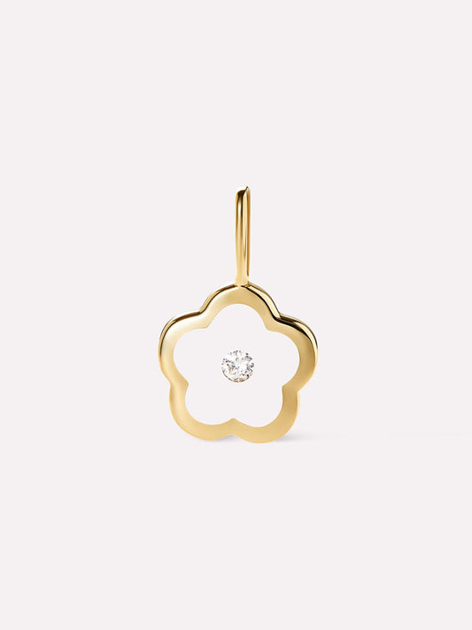 Gold Pendant - Flower Floating Diamond Charm