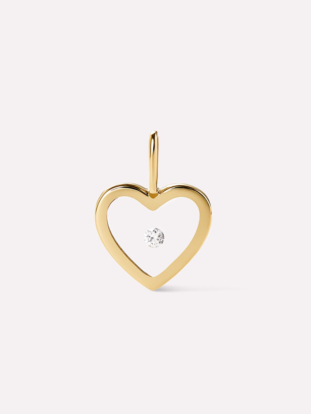 Gold Pendant - Heart Floating Diamond Charm