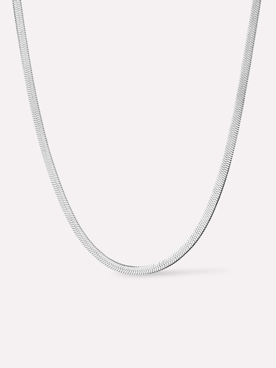 Herringbone Chain Necklace - Ina Silver