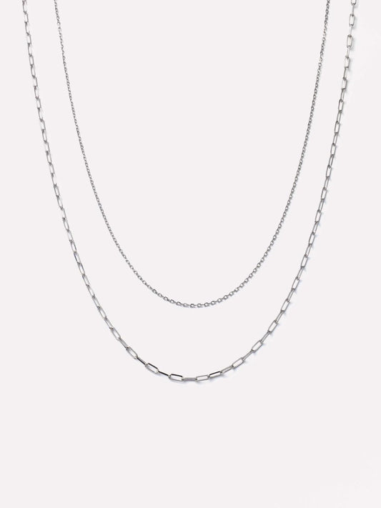 Layered Necklace - White Gold Layered Necklace