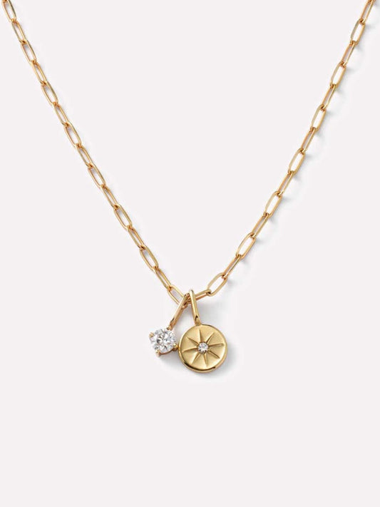 Gold Diamond Necklace - Gold Diamond Star Necklace