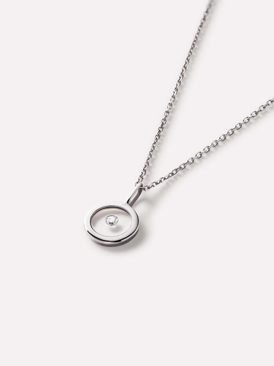 White Gold Necklace - White Gold Floating Diamond Necklace