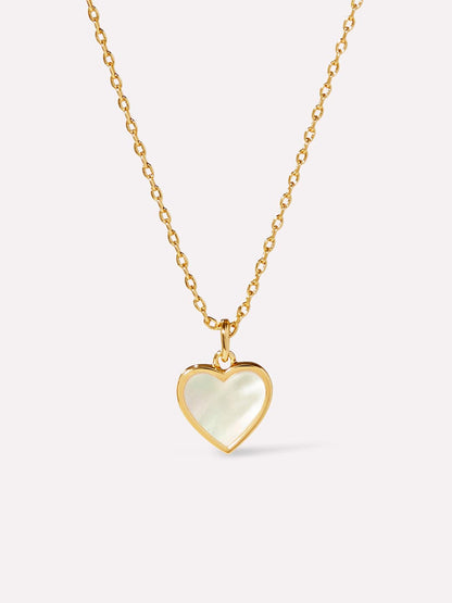 Gold Heart Necklace - Laure Mother of Pearl