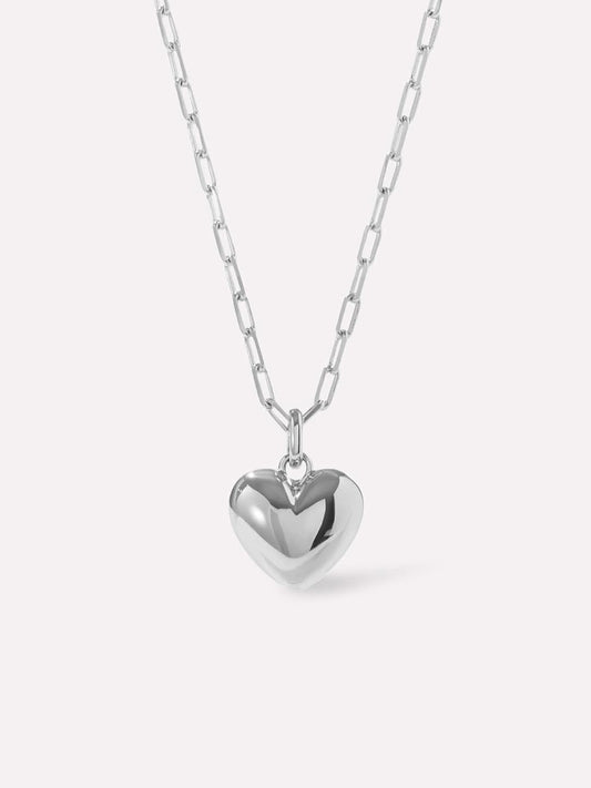 Puffed Heart Necklace - Lev Silver