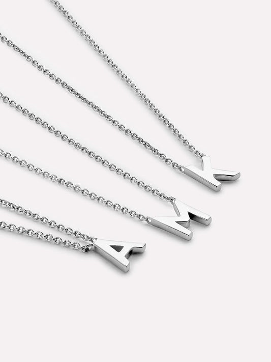 Silver Initial Necklace - Letter Necklace