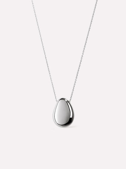 Silver Pendant Necklace - Pebble Silver