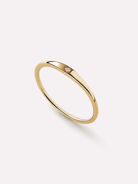 Gold Band Ring - Gold Diamond Signet Ring