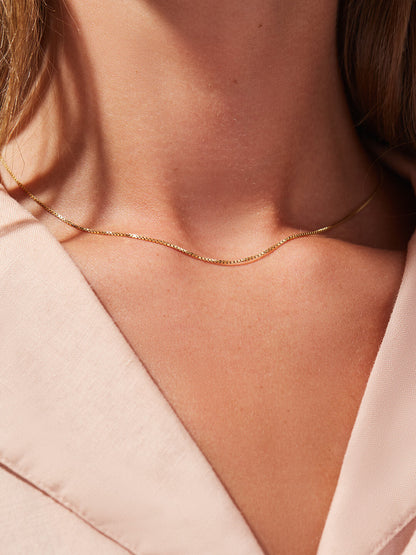 Silver Box Chain Necklace - Jo Gold