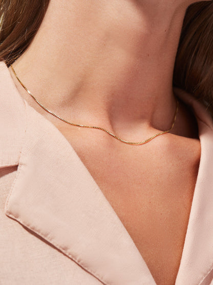 Silver Box Chain Necklace - Jo Gold