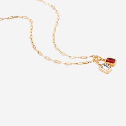 Baguette Birthstone Charm Necklace