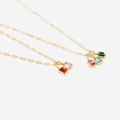 Baguette Birthstone Charm Necklace