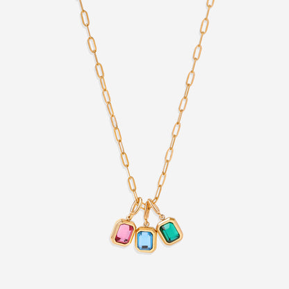 Baguette Birthstone Charm Necklace