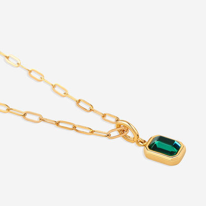 Baguette Birthstone Charm Necklace