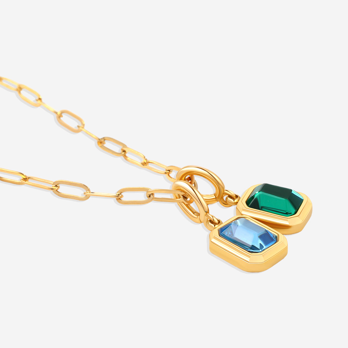 Baguette Birthstone Charm Necklace