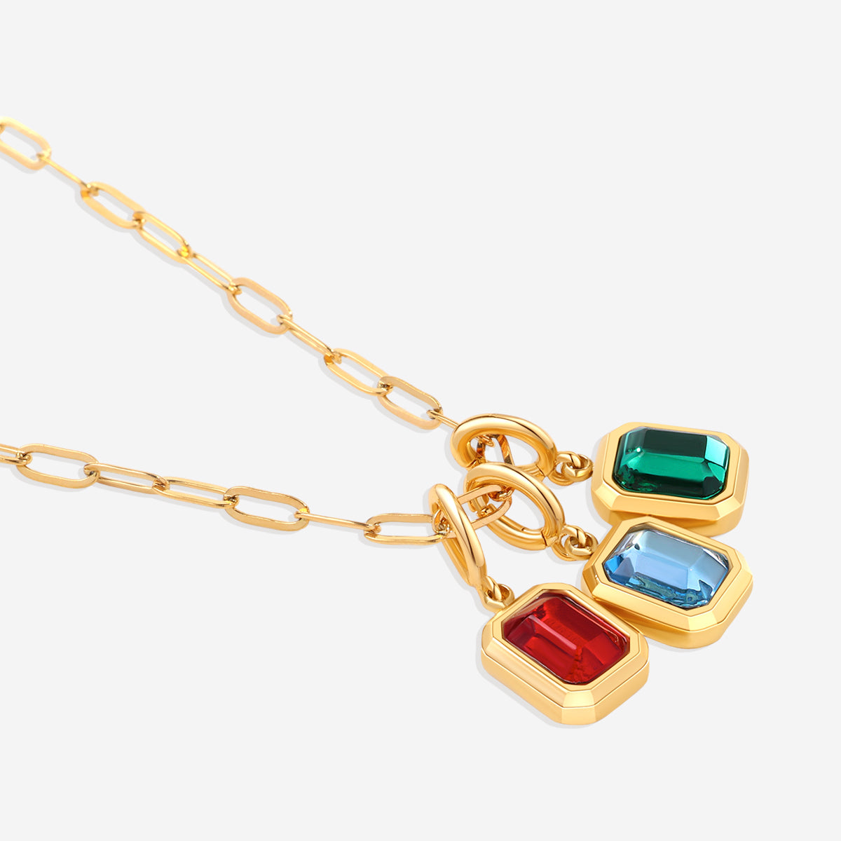 Baguette Birthstone Charm Necklace