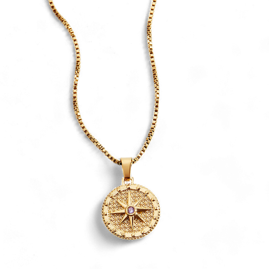 Birthstone Compass Pendant Necklace