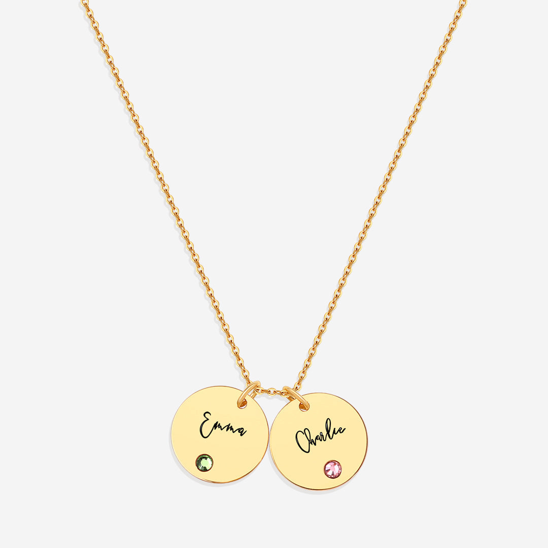 Birthstone Name Disc Necklace