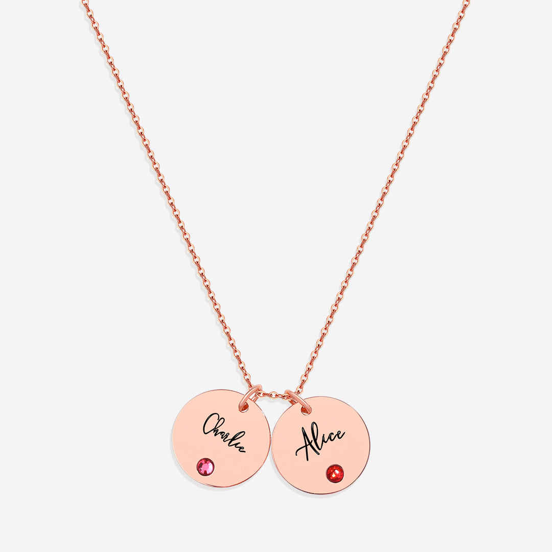 Birthstone Name Disc Necklace