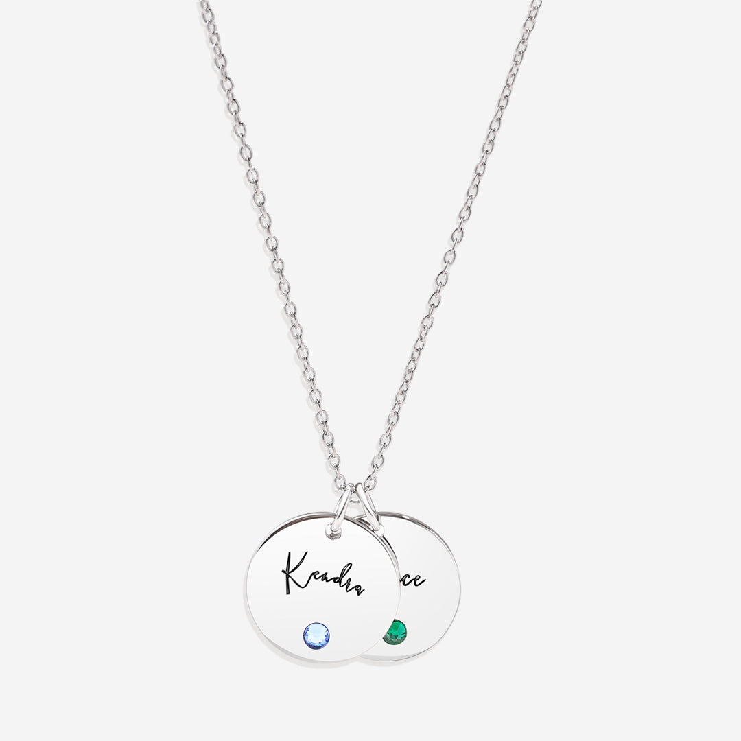 Birthstone Name Disc Necklace