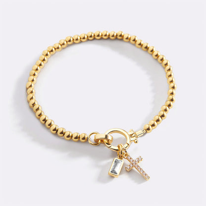 Birthstone Cross Charm Bracelet