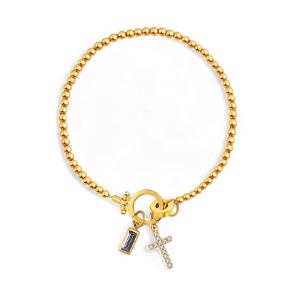 Birthstone Cross Charm Bracelet