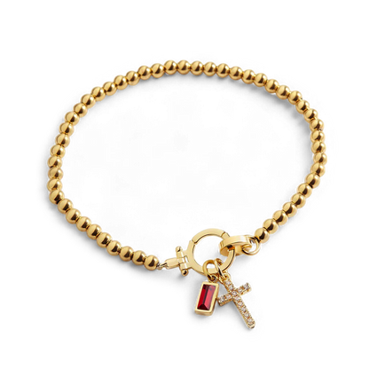 Birthstone Cross Charm Bracelet