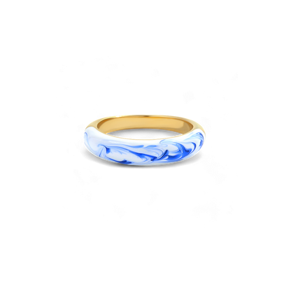 Blue Porcelain Dome Ring