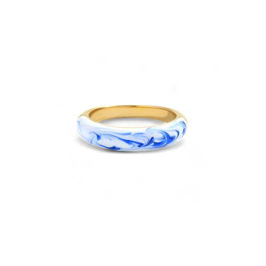 Blue Porcelain Dome Ring