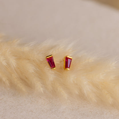 Tapered Baguette Birthstone Studs