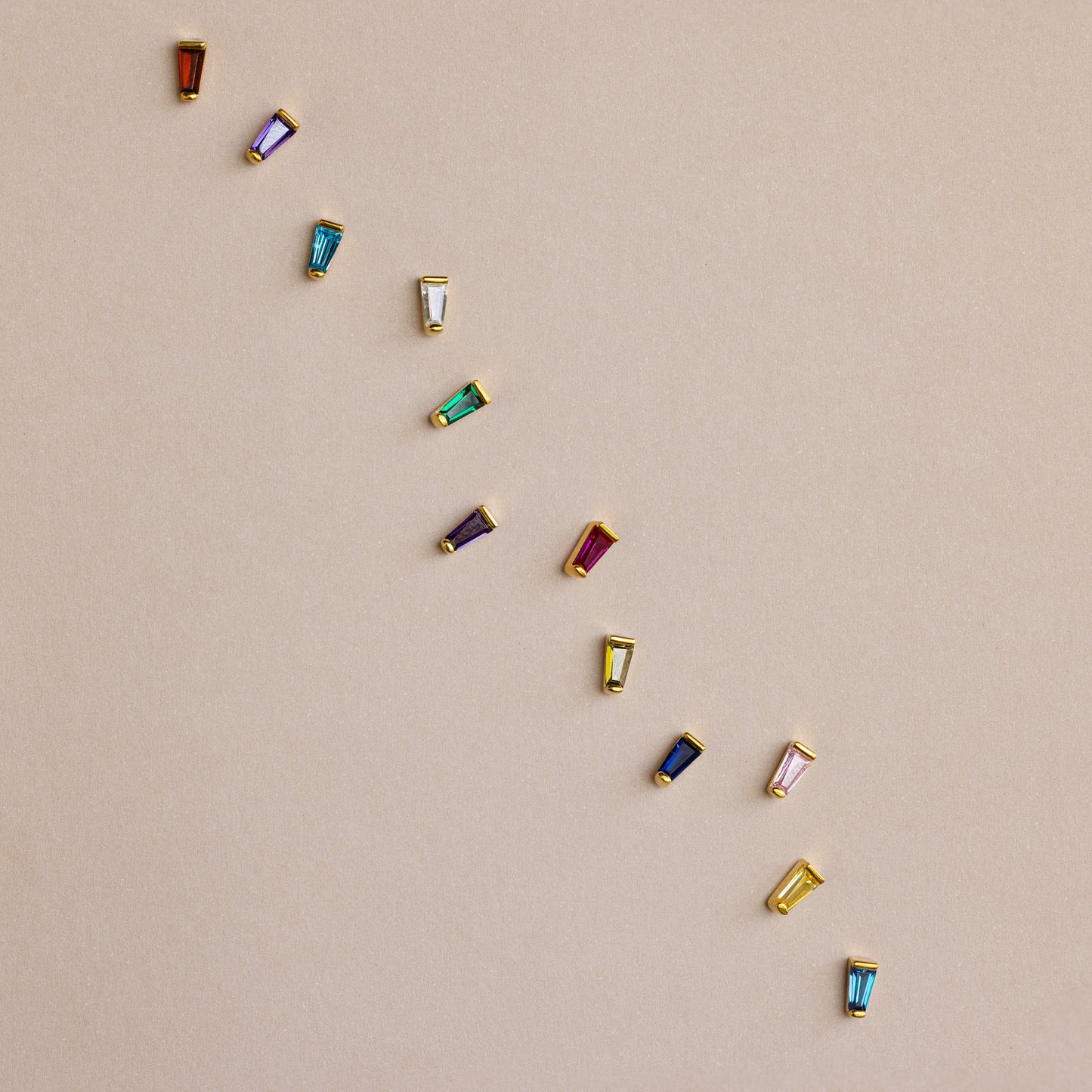 Tapered Baguette Birthstone Studs